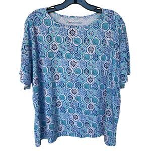 IBKUL Performance T Shirt with Sun Protection, More...Blue Mosaic Print size XXL
